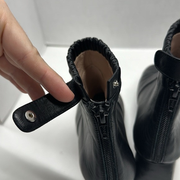 Stuart Weitzman Boots Ankle Booties Leather Square Toe Heeled Zip Black Size 6 - Picture 4 of 10